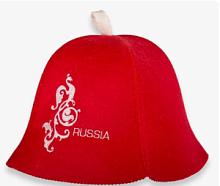 Шапка для бани "Russia", белый/красный