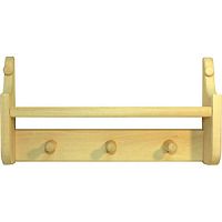 Полка деревянная с 3-рожковой вешалкой, липа (М-48)